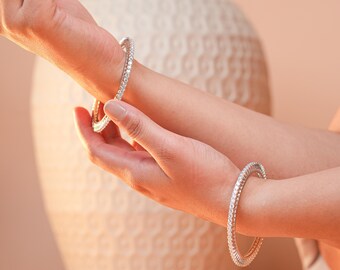 キュービックジルコニアスターリングシルバーバングル、スタッキング