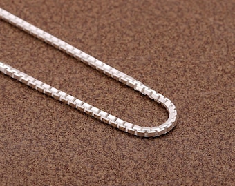 925 Sterling Silver Box Chain Necklace - Minimalist Unisex Jewelry