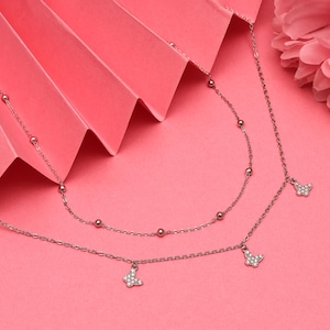 925 Sterling Silver Dainty Butterfly Charm Necklace | Silver Necklace for Women | Minimalist Everyday Jewelry |Silver Mini Butterfly Pendant