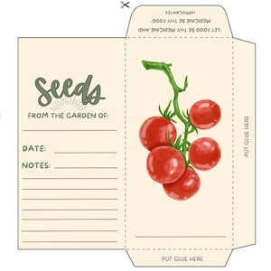 Printable Vegetable Seed Packets, 20 Different Watercolor Vegetable Designs, Easy to Download and Print PDF file.