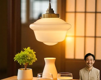 Japandi Pendant Light for Dining Room or Kitchen | Zen Shoji Style Ceiling Lamp | Soft Warm Glow Wabi Sabi Lighting for Cozy Evenings
