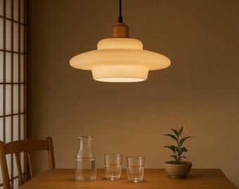 Japandi Pendant Light – Soft Glow Ceiling Lamp for Kitchen or Dining | Minimalist Zen Style | Shoji Inspired Japandi Lighting Decor