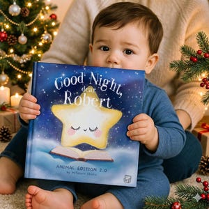Gepersonaliseerd boek voor het slapengaan, deel 2 • Verhaal met aangepaste naam • Dierenkamercadeau • Kerstcadeau voor peuters • Babyshower aandenken