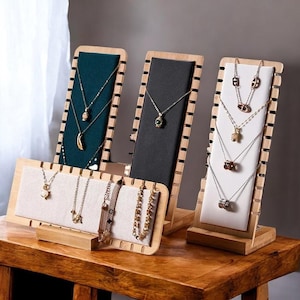 Wooden Necklace Display Stand: Detachable Jewelry Organizer for Craft Shows