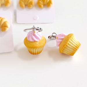 Mini Cupcake Hoop Earrings: Handmade Polymer Clay Kawaii Jewelry