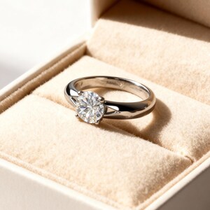 Rond geslepen moissanietring, massief gouden gespleten schacht, handgemaakte ring, 925 sterlingzilver, kleine edelsteen, solitaire ring, cadeau voor haar