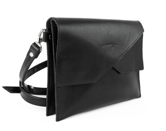 Leather crossbody handbag Margot | raw design double leather handbag