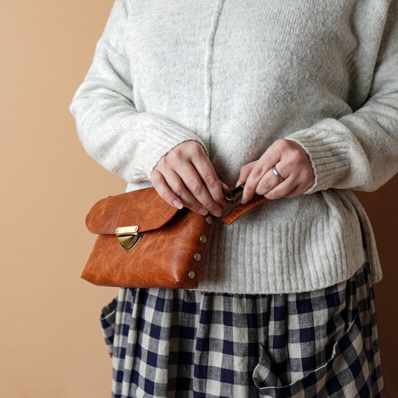 Leather purse MidiMe, small genuine leather bag, crossbody, shoulder or waist handbag image 6