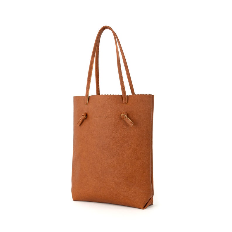 Lucille brown simple raw leather shopper bag, shoulder and to hand purse image 5