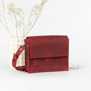 Leather bag Zara red genuine leather bag, crossbody or shoulder handbag image 1