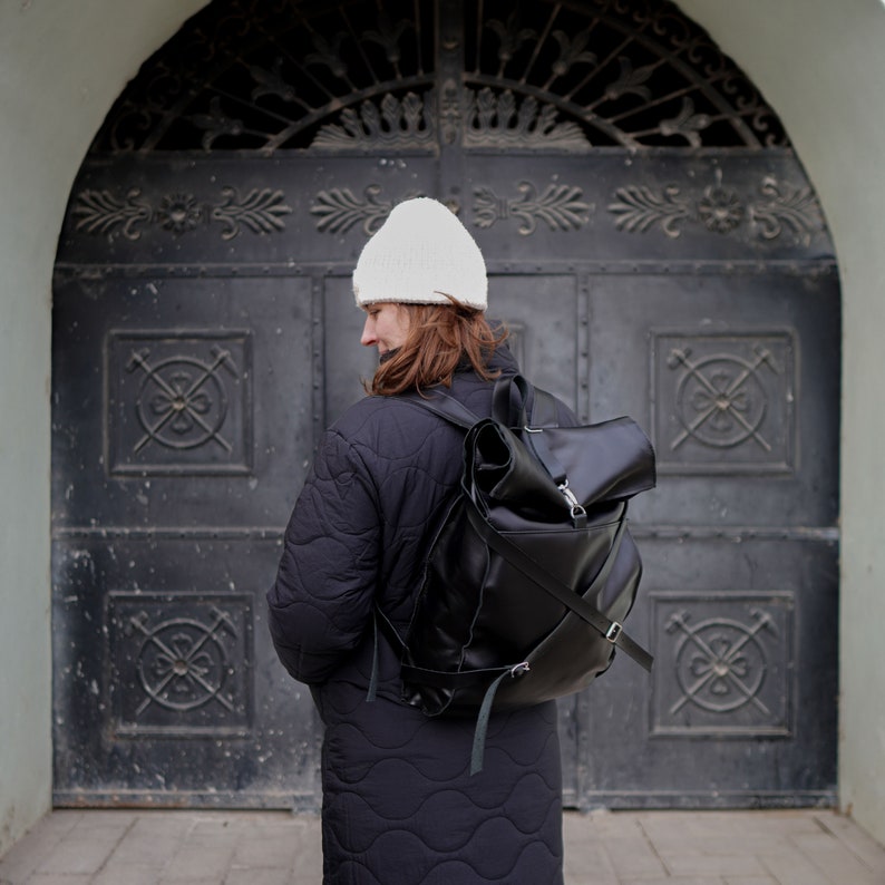 Leather backpack Ruben, genuine leather rucksack, practical and elegant haversack, image 9