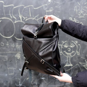 Leather backpack Ruben, genuine leather rucksack, practical and elegant haversack, image 7