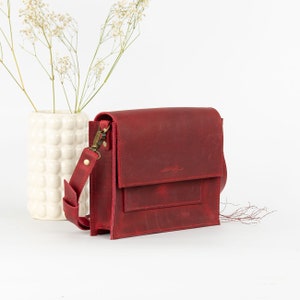 Leather bag Zara red genuine leather bag, crossbody or shoulder handbag image 4