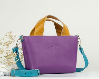 Small leather handbag Daisy Nebula| leather crossbody and to hand bag