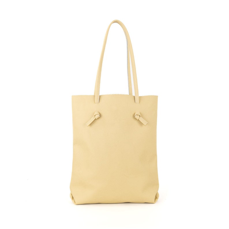 Lucille beige cream simple raw leather shopper bag, shoulder and to hand purse image 5