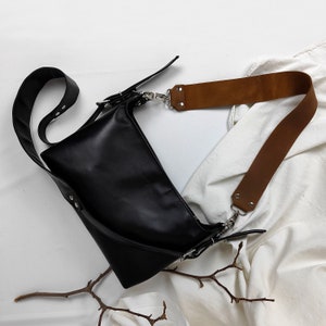 Leather purse bag Anais Raw, genuine leather bag, shoulder and crossbody strap handbag image 3