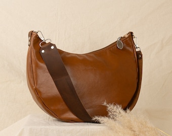 Luna Brandy - leather cross-body, shoulder or hip handbag