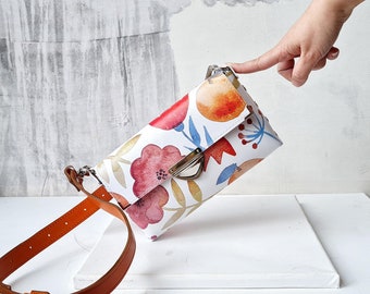 Painted Leather purse MidiMe Joy, crossbody, waist and shoulder bag, original style handbag