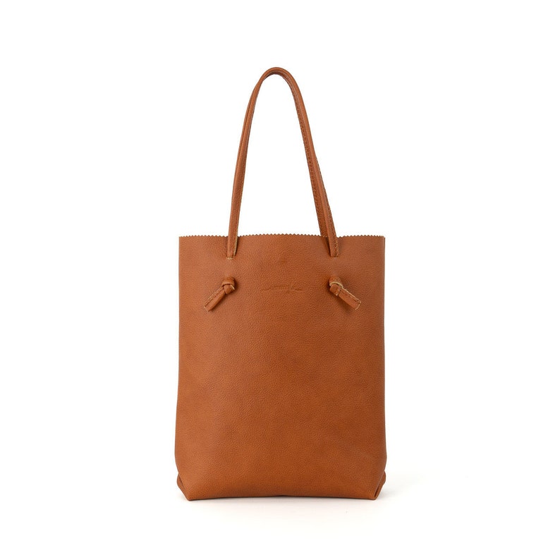 Lucille brown simple raw leather shopper bag, shoulder and to hand purse image 3
