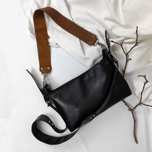 Leather purse bag Anais Raw, genuine leather bag, shoulder and crossbody strap handbag image 10