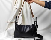 Anais Raw Black - handcrafted leather bag, original leather handbag, unique and unmistakable style, shoulder and cross-body
