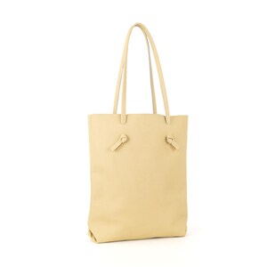 Lucille beige cream simple raw leather shopper bag, shoulder and to hand purse image 2