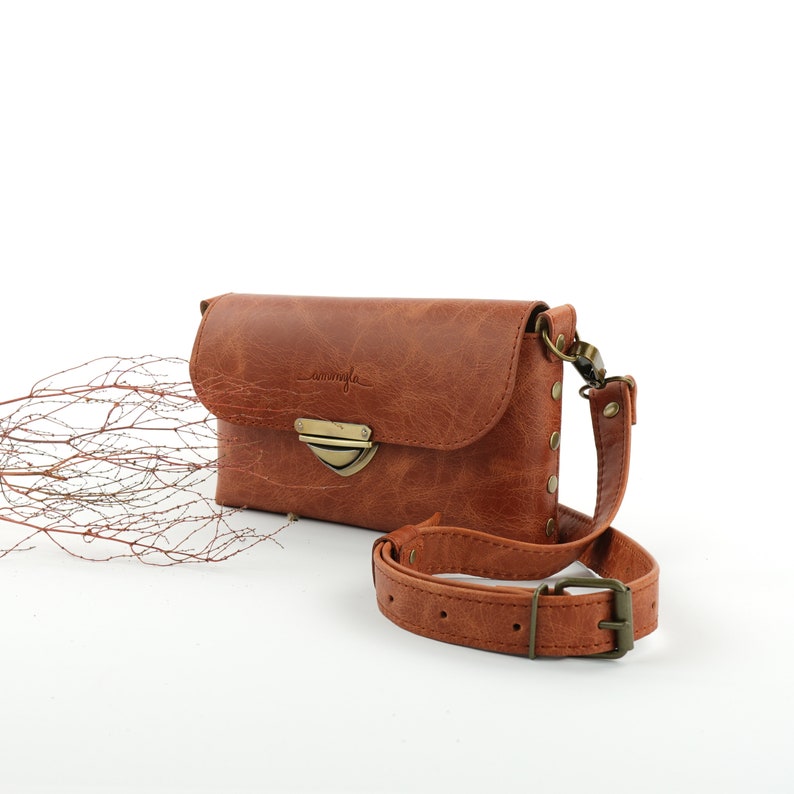 Leather purse MidiMe, small genuine leather bag, crossbody, shoulder or waist handbag image 3