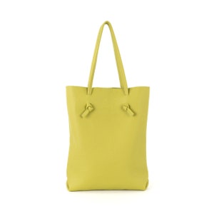 Lucille pea green simple raw leather shopper bag, shoulder and to hand purse image 2