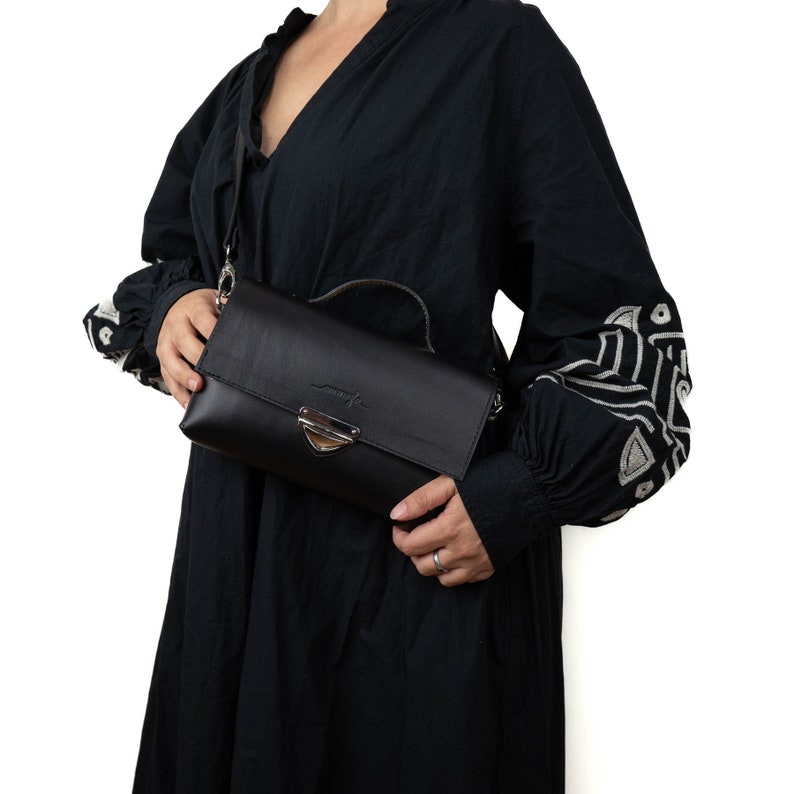 Leather purse MidiMe Neo, small genuine leather bag, crossbody, shoulder or waist handbag image 7