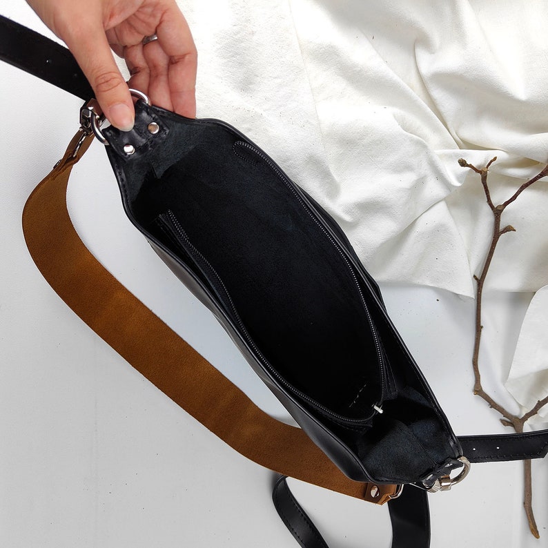 Leather purse bag Anais Raw, genuine leather bag, shoulder and crossbody strap handbag image 5