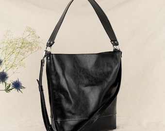 Hobo leather tote bag Lana Style - shoulder and cross-body shopper tote