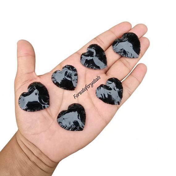 Black Obsidian Heart: 30mm Carved Grounding Crystal, Witchy Altar Stone
