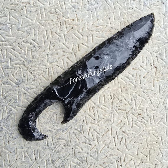 Natural Obsidian Hand Knapped Blade Personalized Gift Natural Volcanic Glass Collector's Knife Unique Obsidian Dagger, Obsidian Athame.
