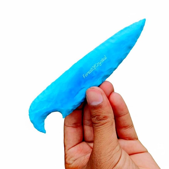 Hand Knapped Turquoise Glass Athame: Ritual Dagger, Altar Tool
