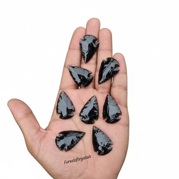 Hand Carved Black Obsidian Arrowhead: Witchy Altar Decor, Protection Stone