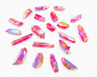 Red Aura Quartz Crystal Point – Titanium Druzy Stone (25-35mm)