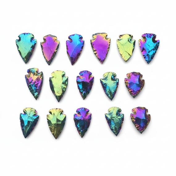 Titanium Aura Quartz Arrowhead: Hand Crafted Crystal Spearhead