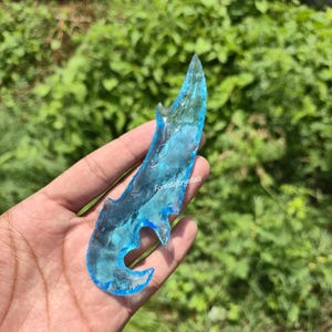 Aqua Obsidian Glass Arrowhead: Dragon Knife, Hand-Knapped, 5.5-6 Inch