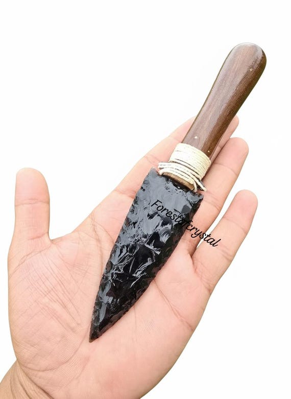 Handmade Black Obsidian Ritual Knife: Shamanic Healing Tool