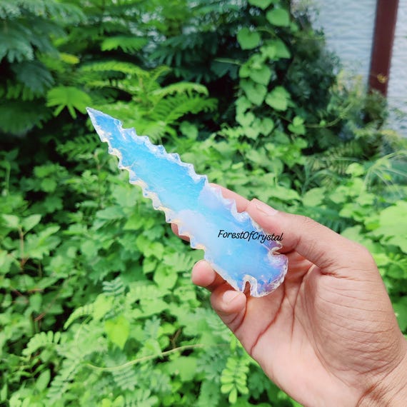 Iridescent Opalite Arrowhead: Large Crystal Spearhead Point