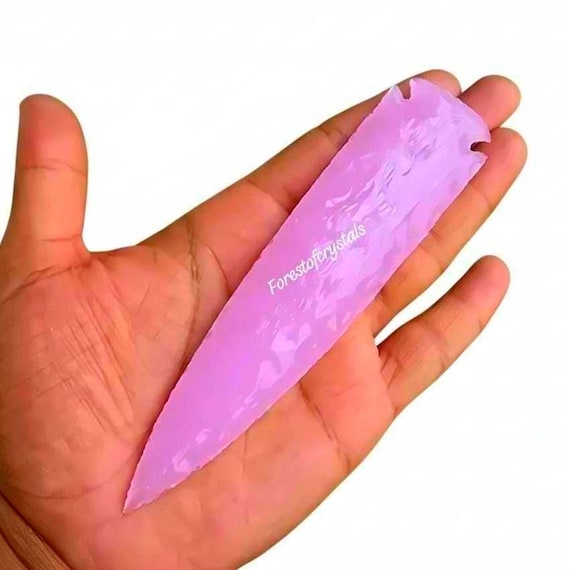 Handcrafted Rose Quartz Hand Knapped Pink Opalite Crystal Arrowhead Athame, Handmade Arrowhead |Rose Quartz Glass Arrowhead | 3 to 6 Inch