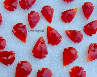 Handcrafted Red Carnelian Arrowhead: Obsidian Glass Spearhead (1-1.5 Inch)