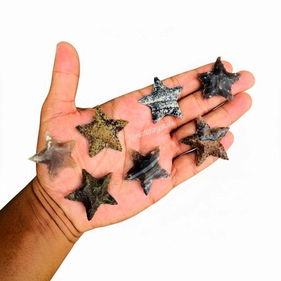 Agate Jasper Crescent Star Bead: Natural Stone Jewelry Making (30-35mm)