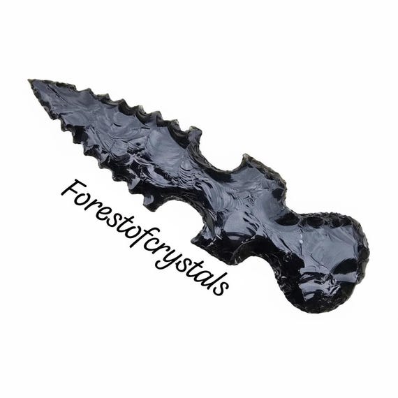 Hand Knapped Black Obsidian Sword: Handmade Stone Knife