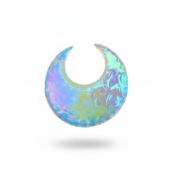 100mm Angel Aura Quartz Moon: Iridescent Rainbow Healing Crystal