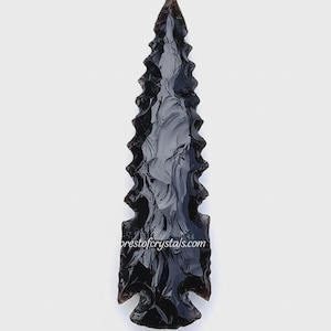Hand Carved Black Obsidian Arrowhead: Protective Crystal Point