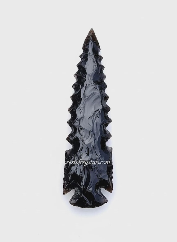 Hand Carved Black Obsidian Arrowhead: Protective Crystal Point