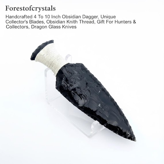 Handcrafted 4" -10" Obsidian Dagger, Unique Collector’s Blades, Obsidian Knife With Thread, Gift For Hunters & Collectors, Dragon Knives