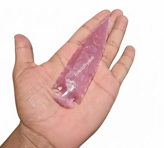 Handcrafted Pink Selenite Arrowhead |monalisa Arrowhead |Fiber Optic Glass Arrowhead |Ritual Dagger |Lava Blade |3 To 6 inch Spiritual Knife