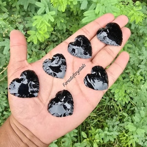 Black Obsidian Heart: 30mm Carved Grounding Crystal, Witchy Altar Stone